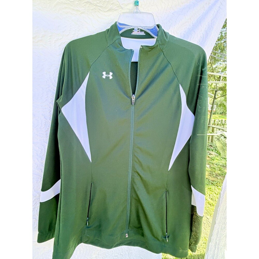 Under Armour AllSeasonGear Men’s M Green/White Colorblock Full-Zip Track Jacket